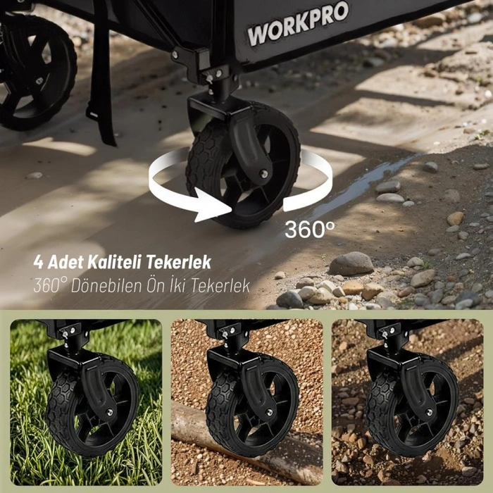 WORKPRO WP285015 80Kg 4 Tekerli Katlanabilir Ağır Hizmet Taşıma Arabası