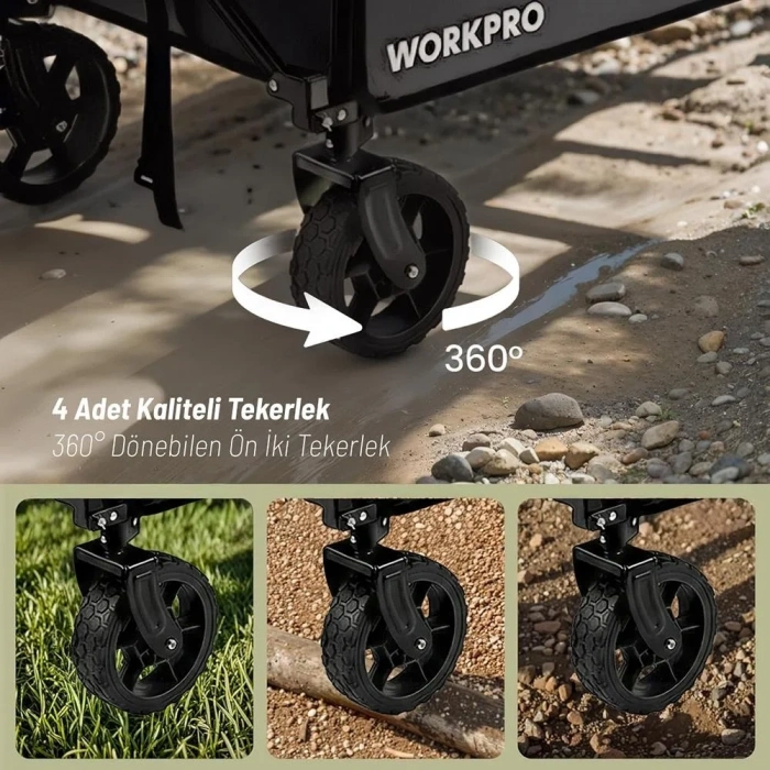 WORKPRO WP285015 80Kg 4 Tekerli Katlanabilir Ağır Hizmet Taşıma Arabası