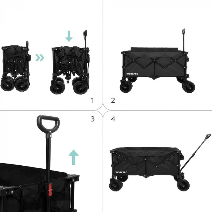 WORKPRO WP285016 100Kg 4 Tekerli Katlanabilir Ağır Hizmet Taşıma Arabası / Plaj Arabası