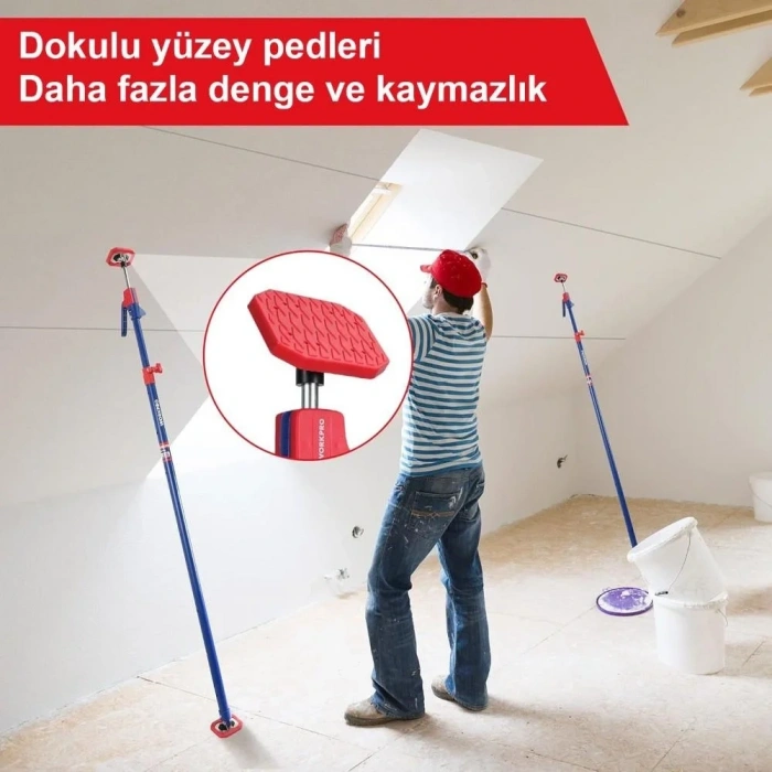 WORKPRO WP289034 137-290cm 70Kg Teleskobik Mandallı Ayarlanabilir 2’Li Çelik Destek Direği + Taşıma Çantası
