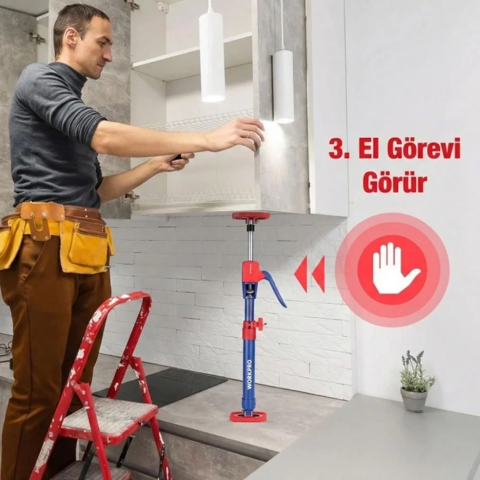 WORKPRO WP289036 47-75cm 70Kg Teleskobik Mandallı Ayarlanabilir 2’Li Çelik Destek Direği + Taşıma Çantası