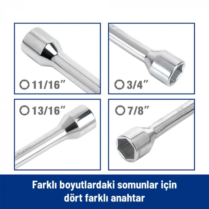 WORKPRO WP314005 17 19 21 23 Cr-V 400mm 4 Kollu Profesyonel Bijon Anahtarı