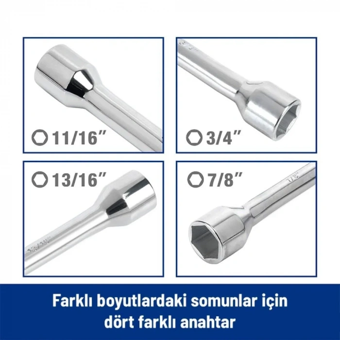 WORKPRO WP314005 17 19 21 23 Cr-V 400mm 4 Kollu Profesyonel Bijon Anahtarı