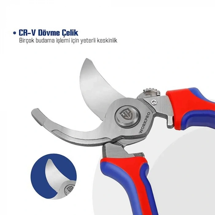 WORKPRO WP332013 220mm Bypass Cr-V Profesyonel Bağ Bahçe Dal Budama Makası