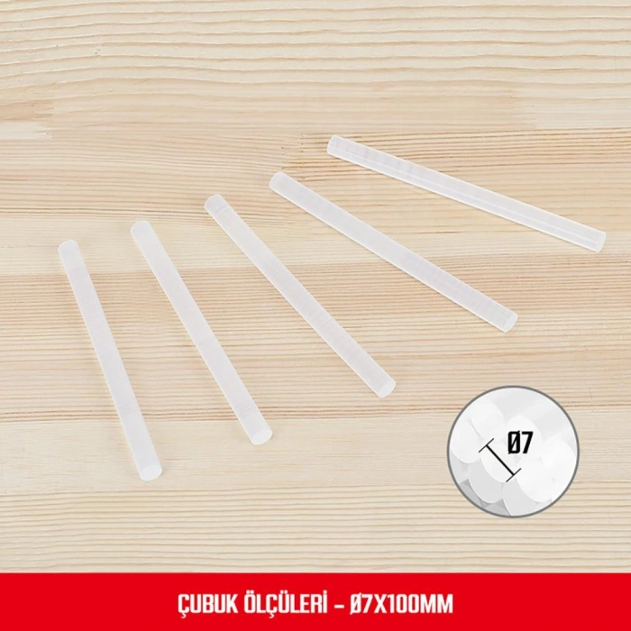 WORKPRO WP432001 7x100mm Sıcak Silikon Tabancası İçin 100 Adet Şeffaf Yedek Silikon/Mum