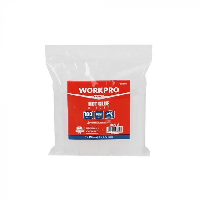 WORKPRO WP432001 7x100mm Sıcak Silikon Tabancası İçin 100 Adet Şeffaf Yedek Silikon/Mum