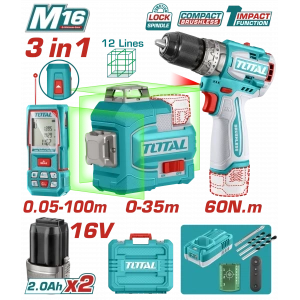 AVANTAJ SET - 16V D.MATKAP, 16V LAZER HIZALAMA, 100M LAZER METRE