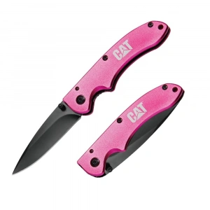 CAT DA980060 Kemer Askı Kancalı Katlanabilir 15CM Paslanmaz Çelik Pembe Kamp Çakısı