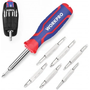 WORKPRO WP221306 15-IN-1 Çok Fonksiyonlu Değişken Uçlu Profesyonel Tornavida Seti + Bel Askı Kılıfı