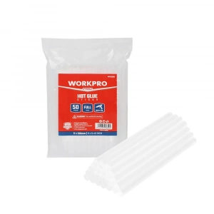 WORKPRO WP432002 11x200mm Sıcak Silikon Tabancası İçin 50 Adet Şeffaf Yedek Silikon/Mum