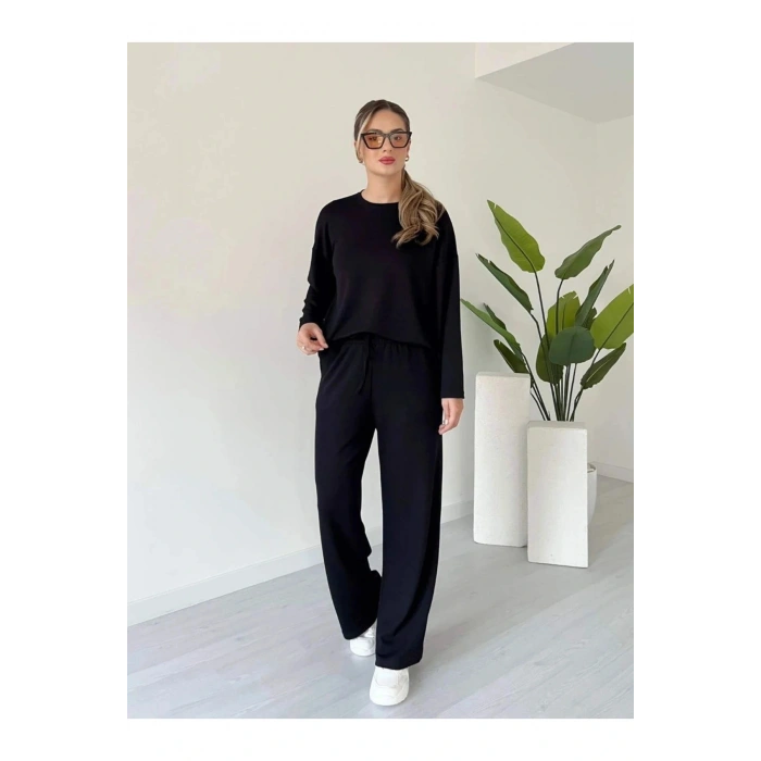 Kollu modal takım siyah