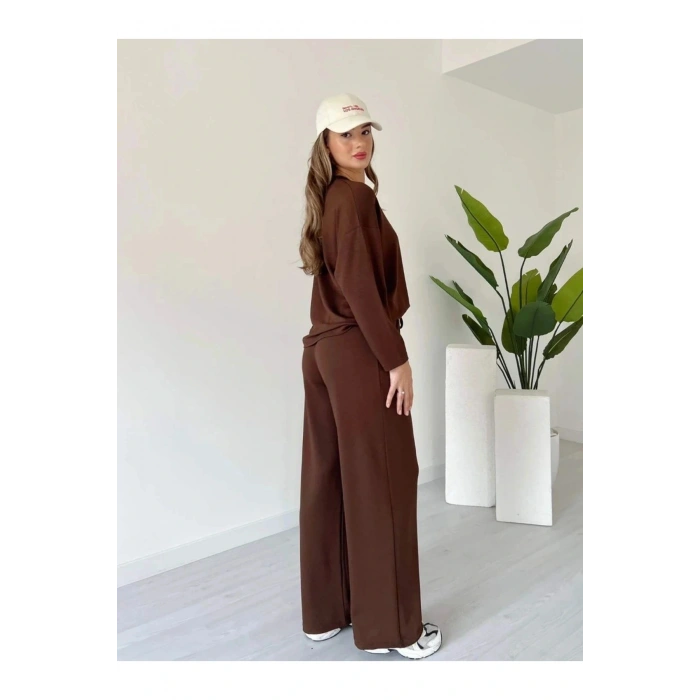 Kollu modal takım kahve