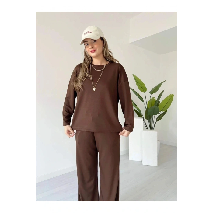 Kollu modal takım kahve