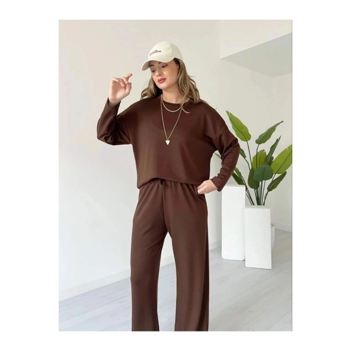 Kollu modal takım kahve