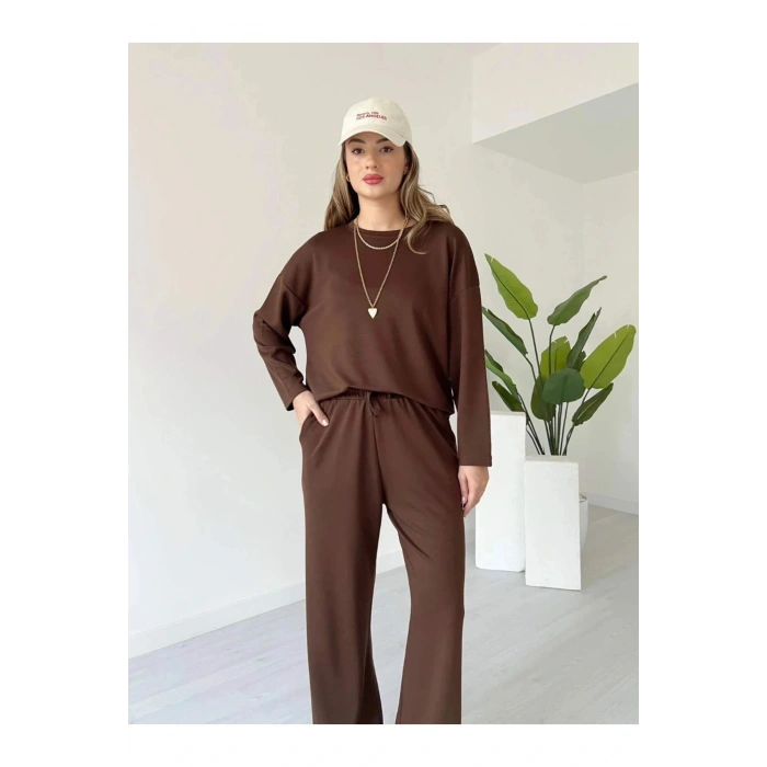 Kollu modal takım kahve