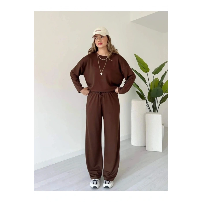 Kollu modal takım kahve