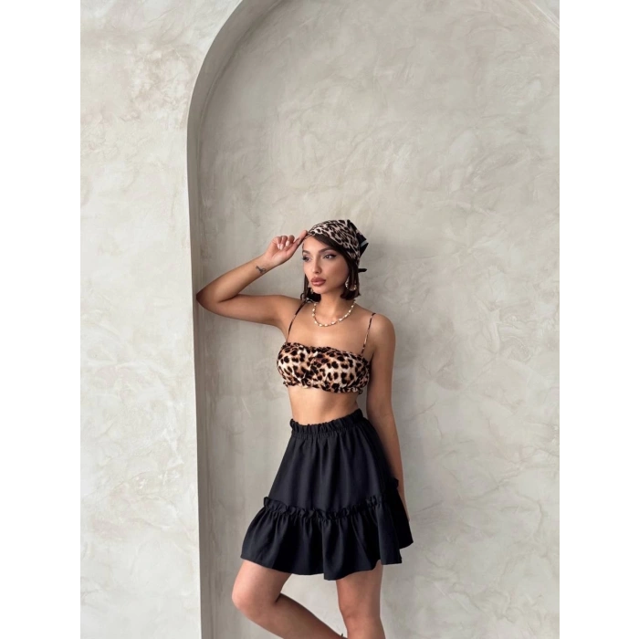 Çingene keten etek siyah s24808