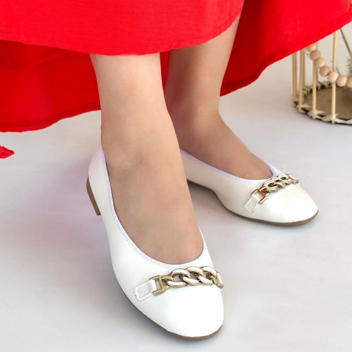 Cleo Beyaz Cilt Babet Ayakkabı