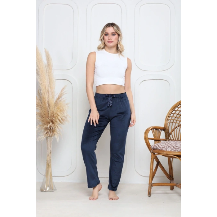 Kadife pijama altı lacivert q7013