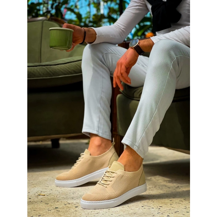 KB-101 Kuback Bej Triko Bağcıklı Günlük Erkek Ayakkabı