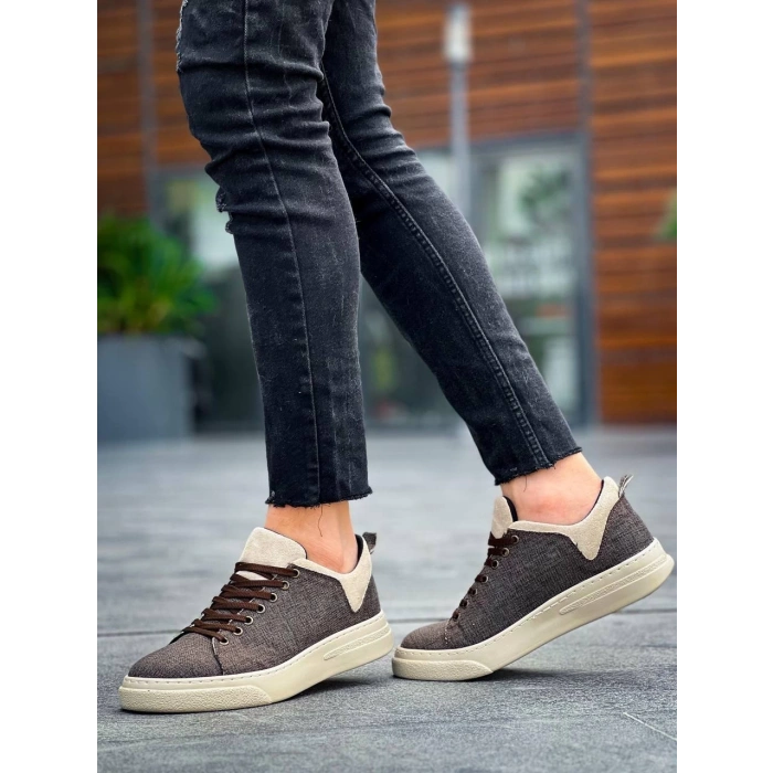 KB-X204 Kuback Taba Bej Keten Bej Yüksek Taban Günlük Erkek Spor Ayakkabı