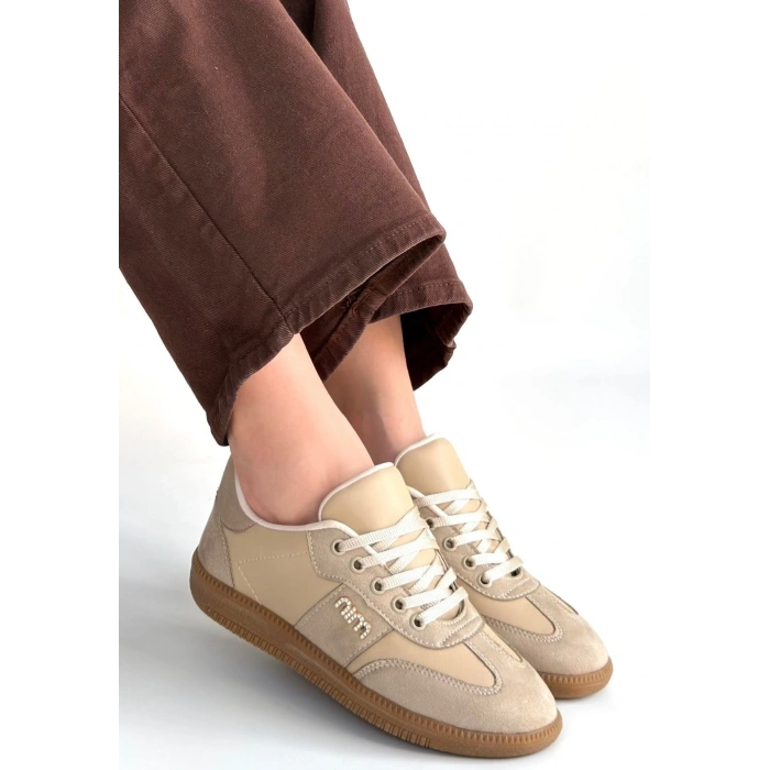 Lunga Bej Cilt Bağcıklı Spor Ayakkabı