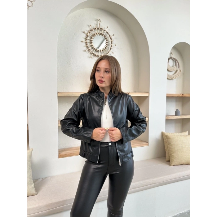 Mevsimlik deri ceket siyah st255510