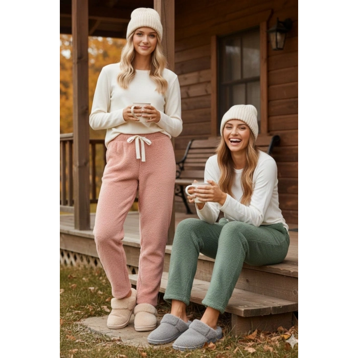 Peluşlu pijama alt oranj nr