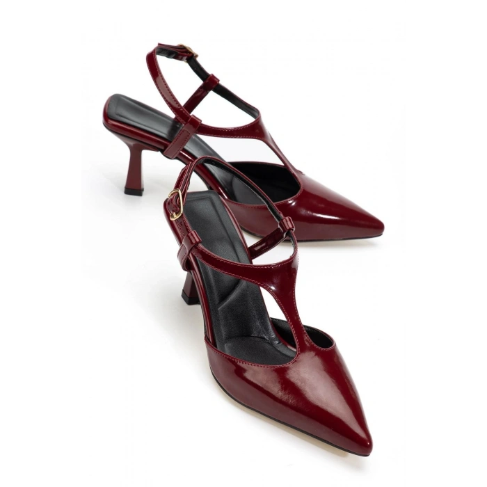 Tula Bordo Rugan Topuklu Ayakkabı