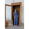 Keten yelek pantolon takım indigo pt