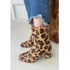 Birta Leopar Cilt Streç Topuklu Bot