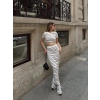 Çizgili etekli takım beyaz s3609