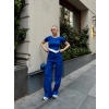 Düğme yakalı saks alt üst takım s3943
