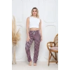 Kadife pijama altı pembe üstüne siyah çizgi desenli q7013