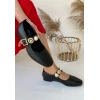 Koope Siyah Cilt Babet Ayakkabı