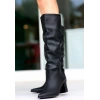 Roksa Siyah Cilt Topuklu Çizme