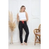 Viskon likralı alt pijama demir siyah baskı desenli q6018