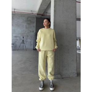 3 iplik şardonlu Lastik paça eşofman sarı p510439