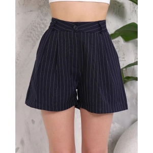 Çizgili düğmeli şort siyah s2551251