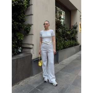 Düğme yakalı gri alt üst takım s3943