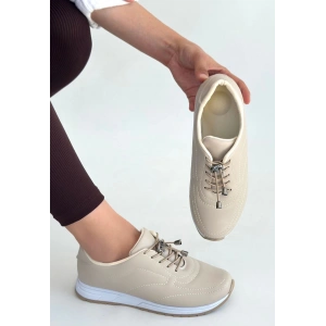 Finna Bej Cilt Bağcıklı Spor Ayakkabı