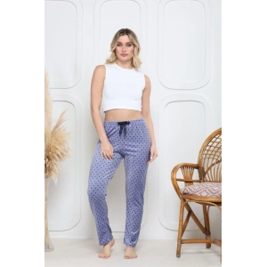 Kadife pijama altı mavi üstüne siyah Pontiye desenli q7013