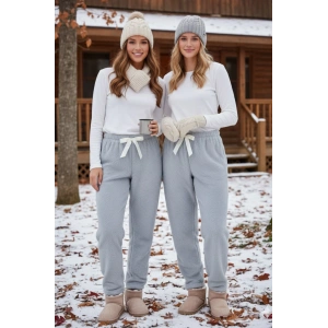 Peluşlu pijama alt açık gri nr