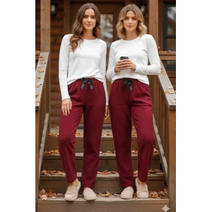 Peluşlu pijama alt bordo nr