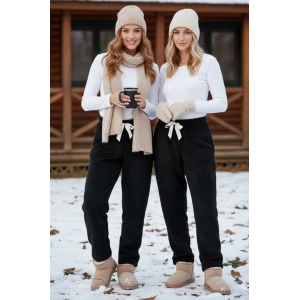 Peluşlu pijama alt siyah nr