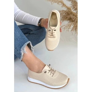 Tone Bej Cilt Bağcıklı Spor Ayakkabı