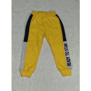 4-6-7 yaş erkek çocuk eşofman diz altı detaylı ek parça sarı