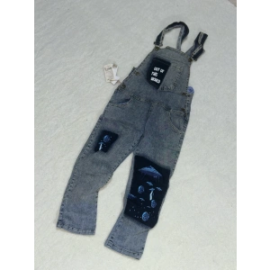 8-9 yaş kız çocuk jeans tulum baskılı buz mavi