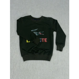 Timsah baskılı bisiklet yaka sweatshirt erkek çocuk haki