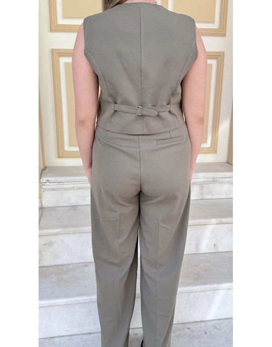 Yelekli kumaş pantolon takım